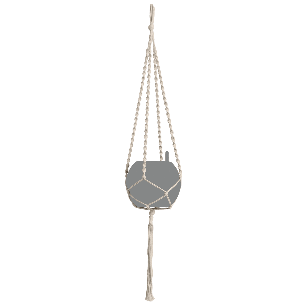 BOHO Cotton Makrame Plant Hanger, Natural, L47.2 in