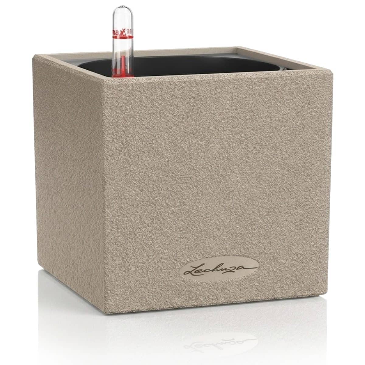CANTO Stone 14 Sand Beige, Self-Watering Small Square Planter, H5.5 L5.5 W5.5 in