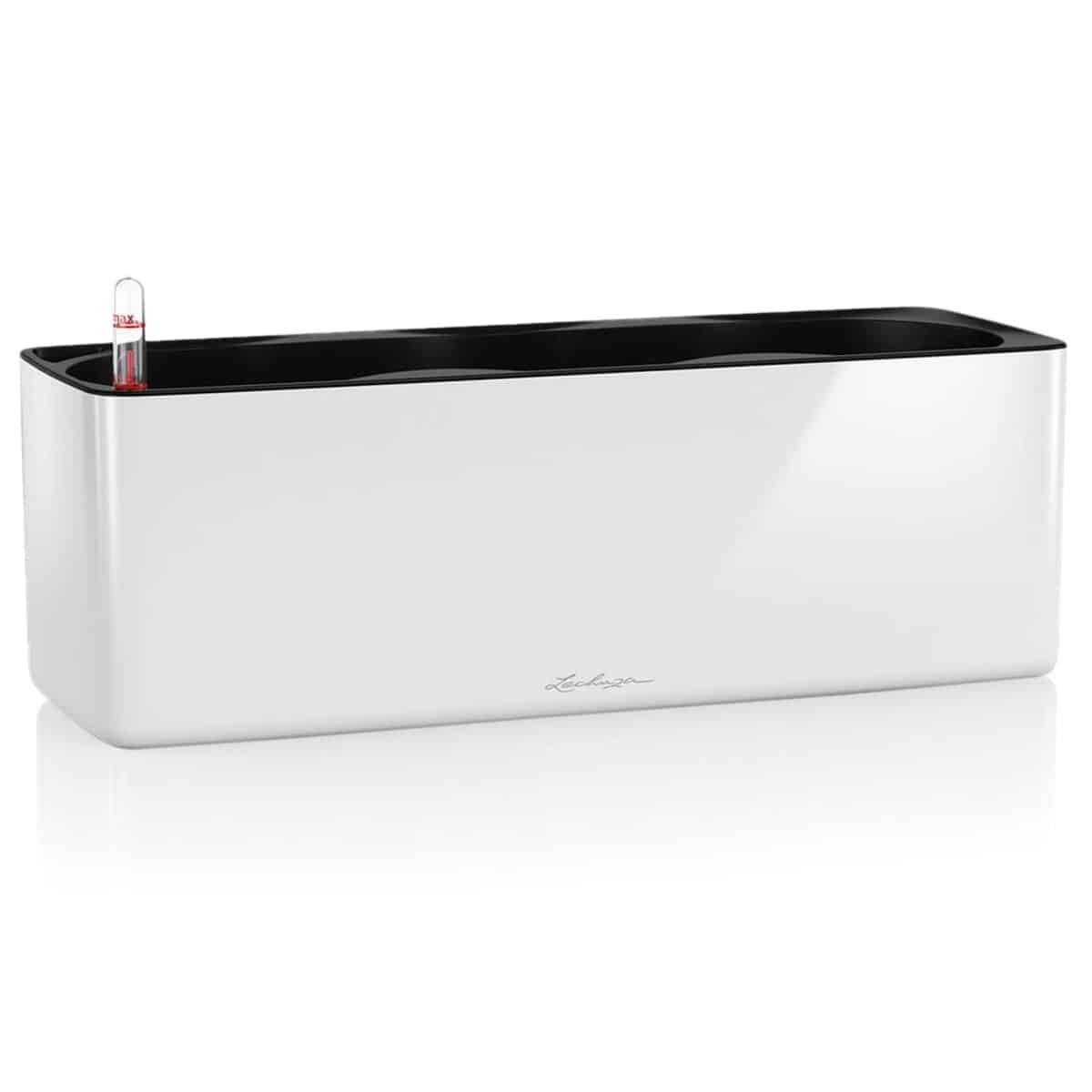 CUBE Premium Triple Cream White High Gloss, Self-Watering Window Box, H5.5 L15.7 W5.5 in