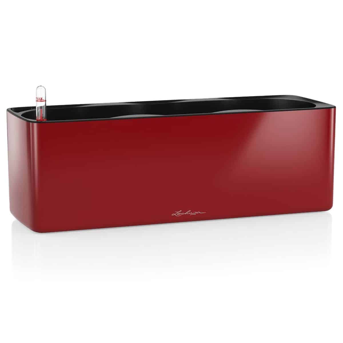 CUBE Premium Triple Scarlet Red High Gloss, Self-Watering Window Box, H5.5 L15.7 W5.5 in