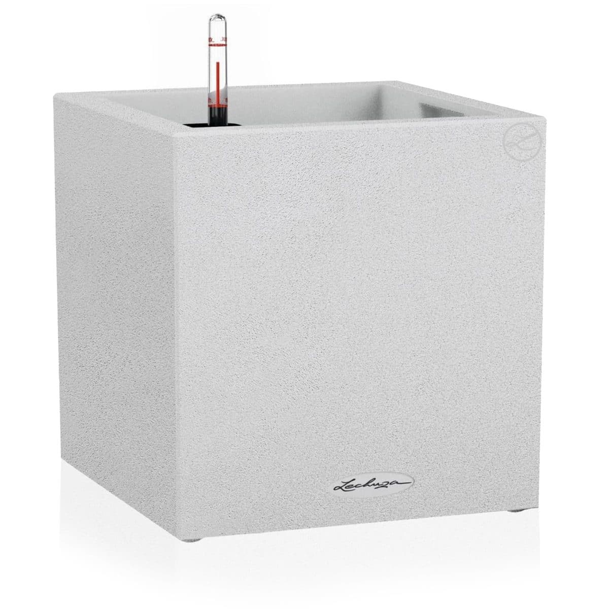 CANTO Stone Low 40 Quartz White, Self-watering Square Planter, H15.7 L15.7 W15.7 in