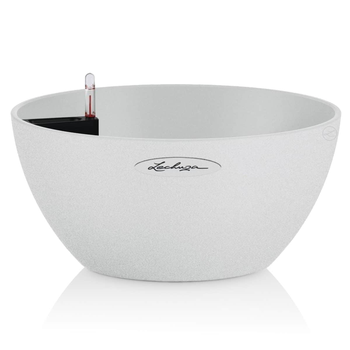 CUBETO Stone 30 Quartz White, Self-Watering Bowl Planter, D11.8 H5.1 in