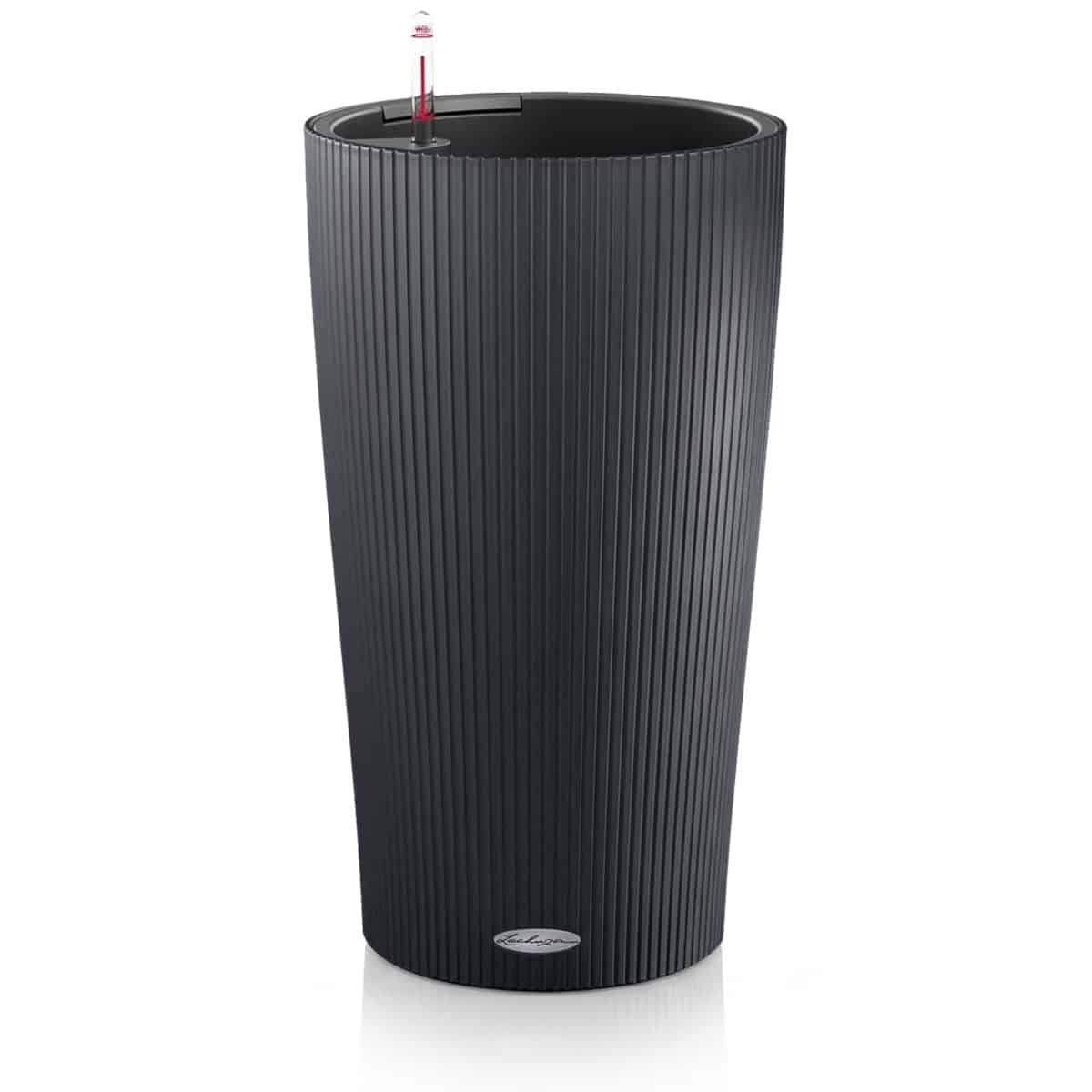 CILINDRO Color 32 Slate, Self-Watering Tall Planter, D12.6 H22 in