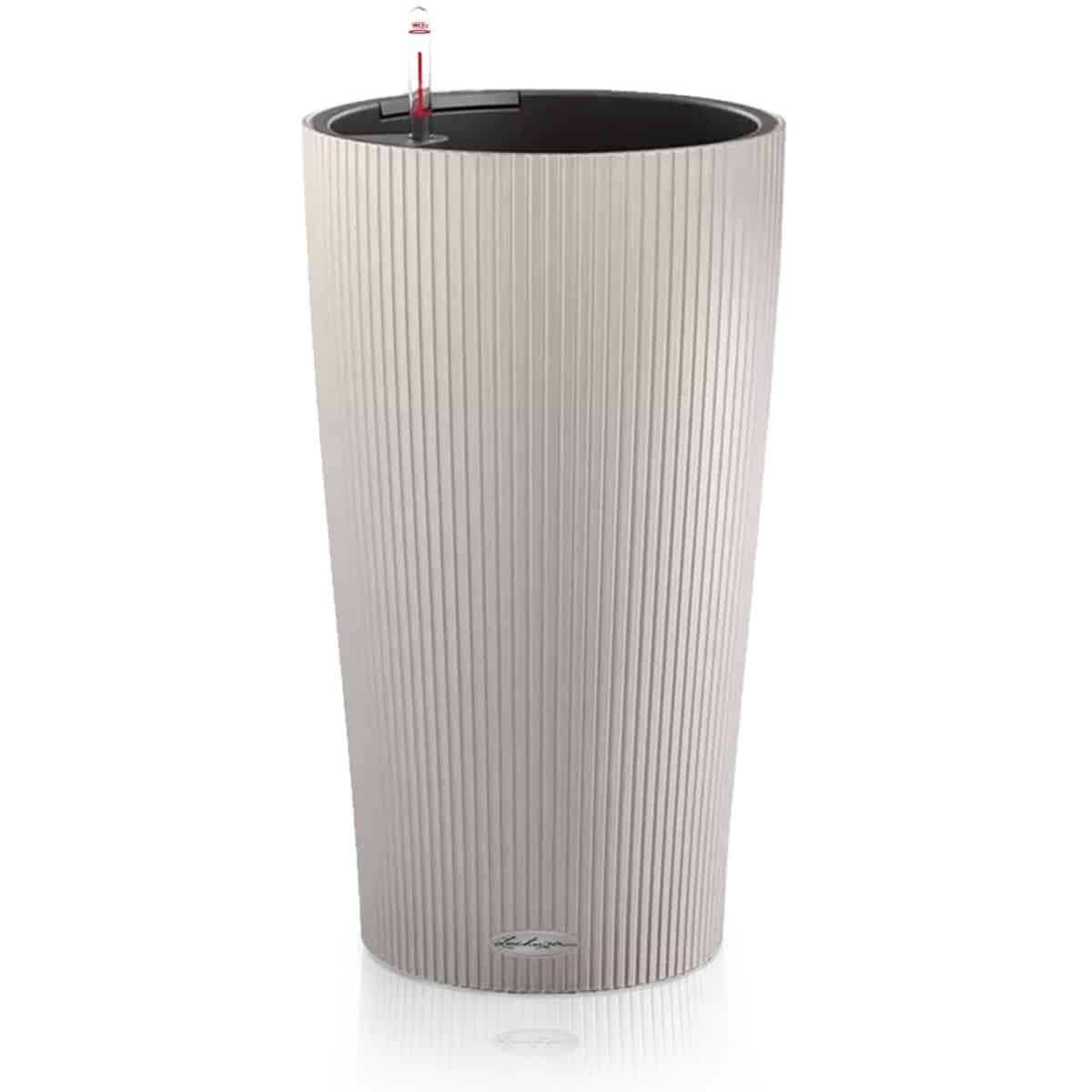 CILINDRO Color 32 Sand Brown, Self-Watering Tall Planter, D12.6 H22 in