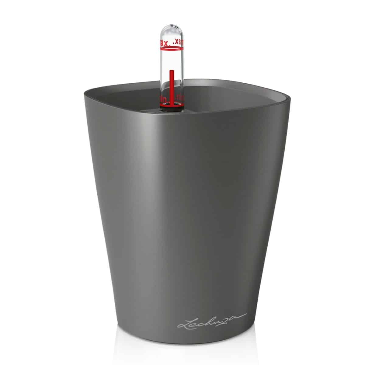MINI-DELTINI Charcoal Metallic, Self-watering Small Indoor Planter, H5.1 L3.9 W3.9 in