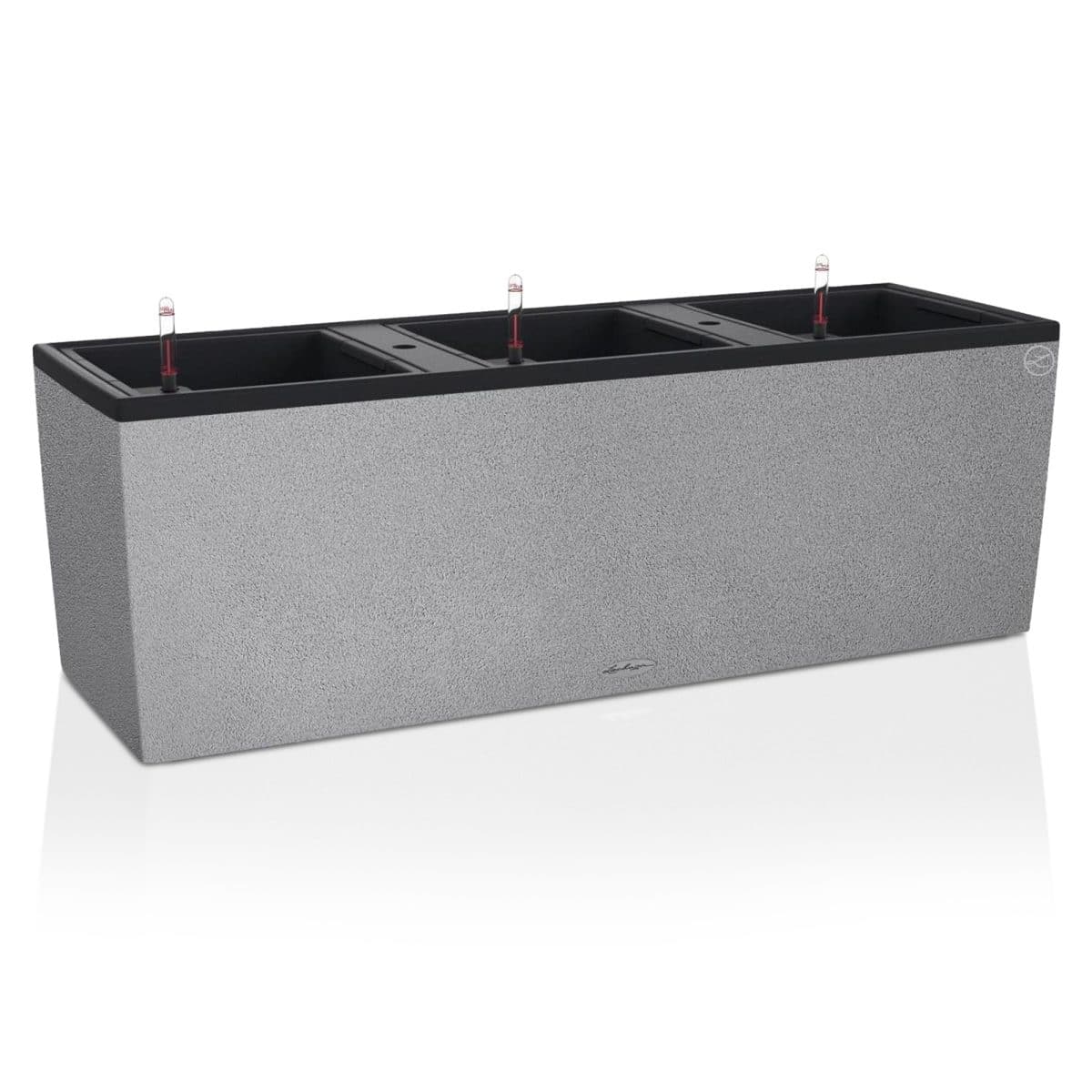 TRIO Stone 30 Stone Grey, Self-Watering Trough Planter, H13.4 L39.4 W12.6 in, 3 liners