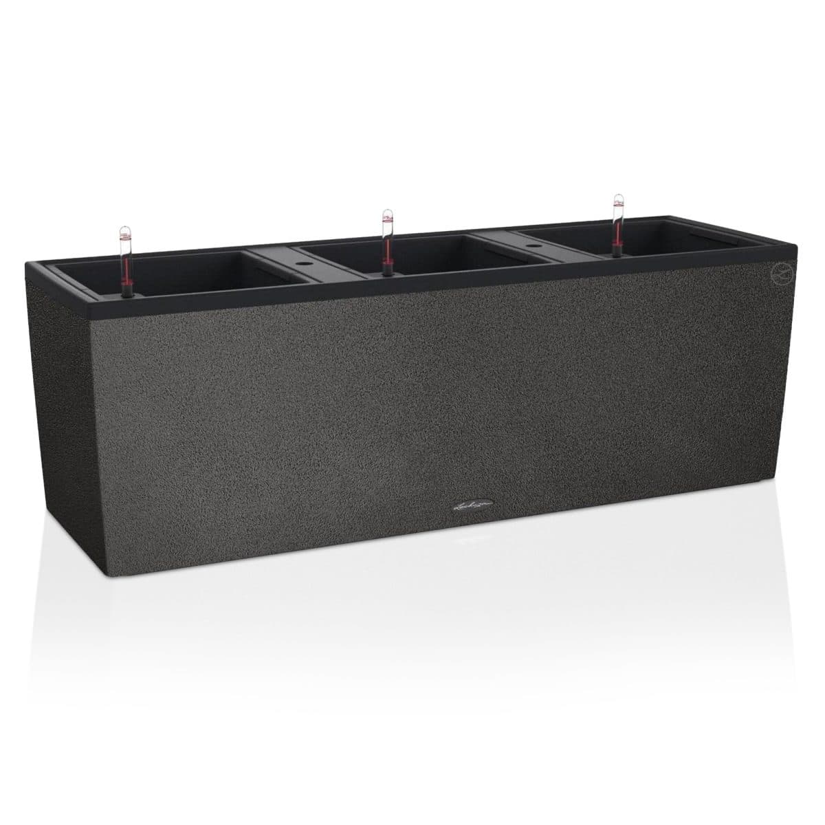 TRIO Stone 40 Graphite Black, Self-Watering Trough Planter, H17.3 L51.2 W16.5 in, 3 liners
