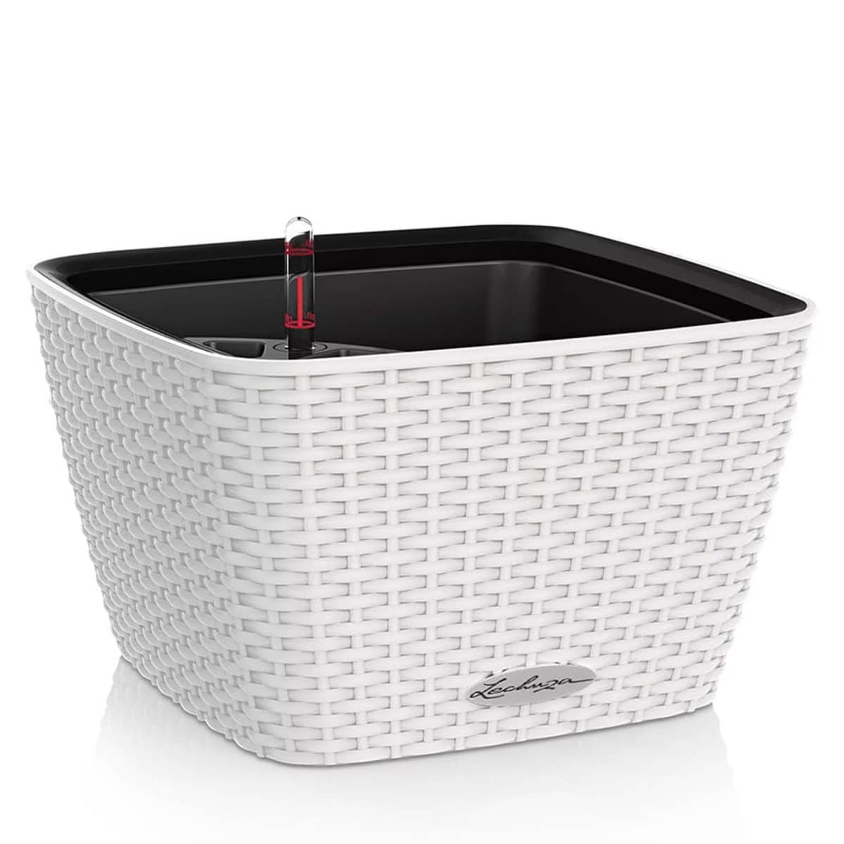 BACINO Cottage White, Self-Watering Square Planter, L11.8 W11.8 H7.1 in