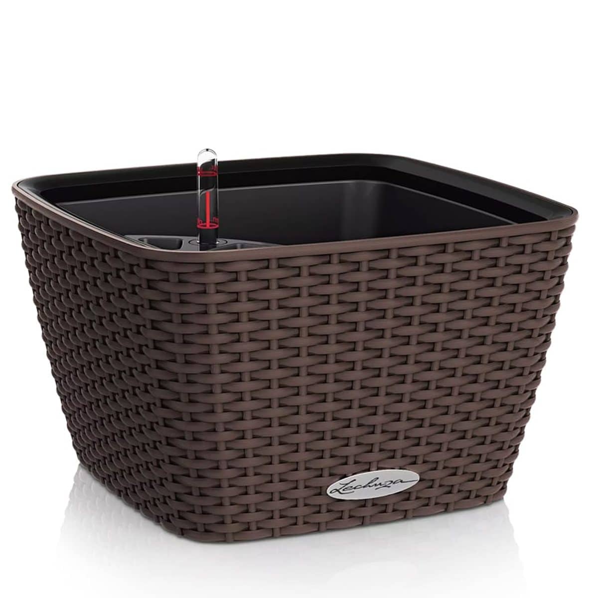 BACINO Cottage Mocha, Self-Watering Square Planter, L11.8 W11.8 H7.1 in