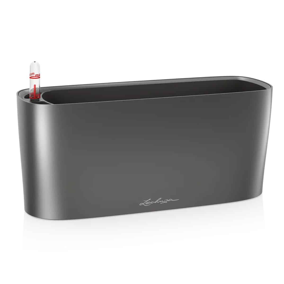 DELTA 10 Charcoal Metallic, Self-watering Planter Indoor, H5.1 L11.8 W4.3 in