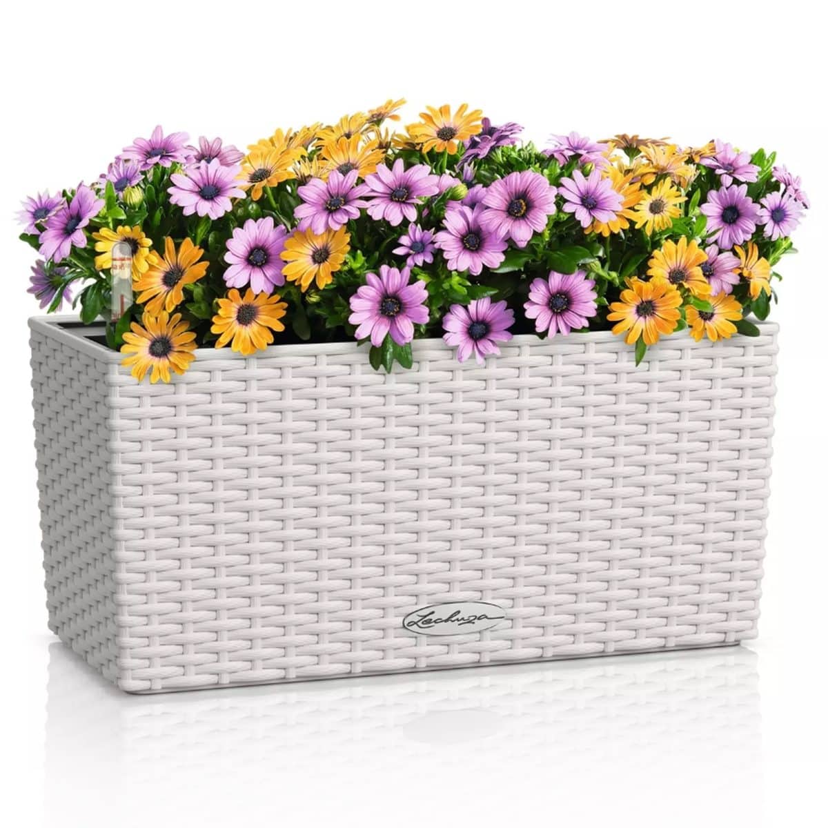 BALCONERA Cottage 40 Light Grey, Self-watering Window Box (Railing Planter), H7.5 L15.7 W7.5 in