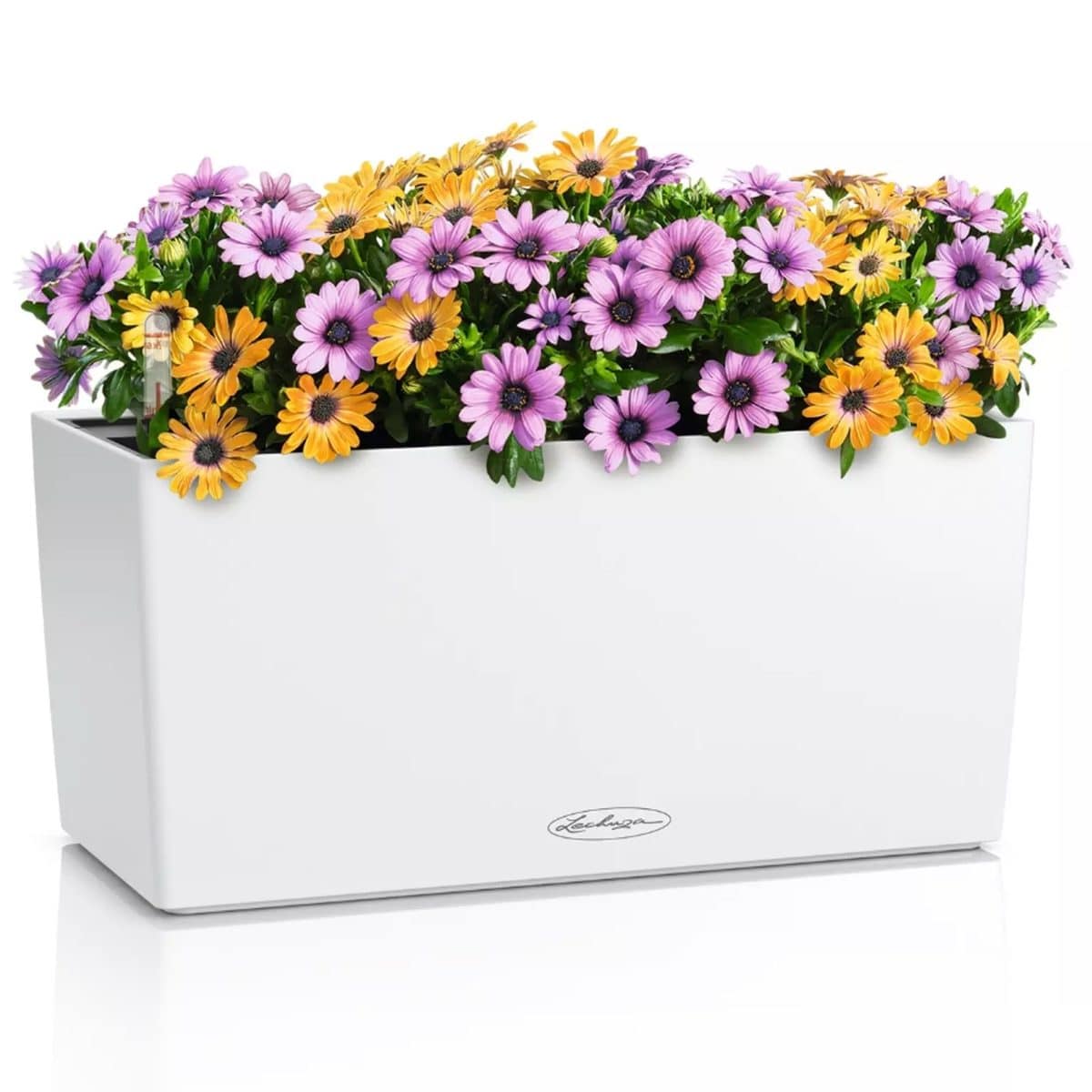 BALCONERA Color 40 White, Self-watering Window Box (Railing Planter), H7.5 L15.7 W7.5 in
