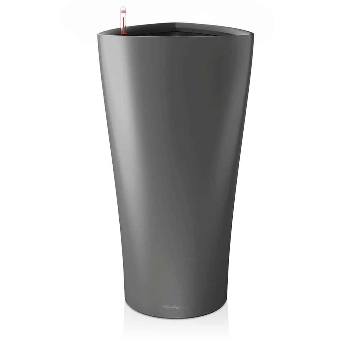 DELTA 30 Charcoal Metallic, Self-Watering Tall Planter, D11.8 H22 in