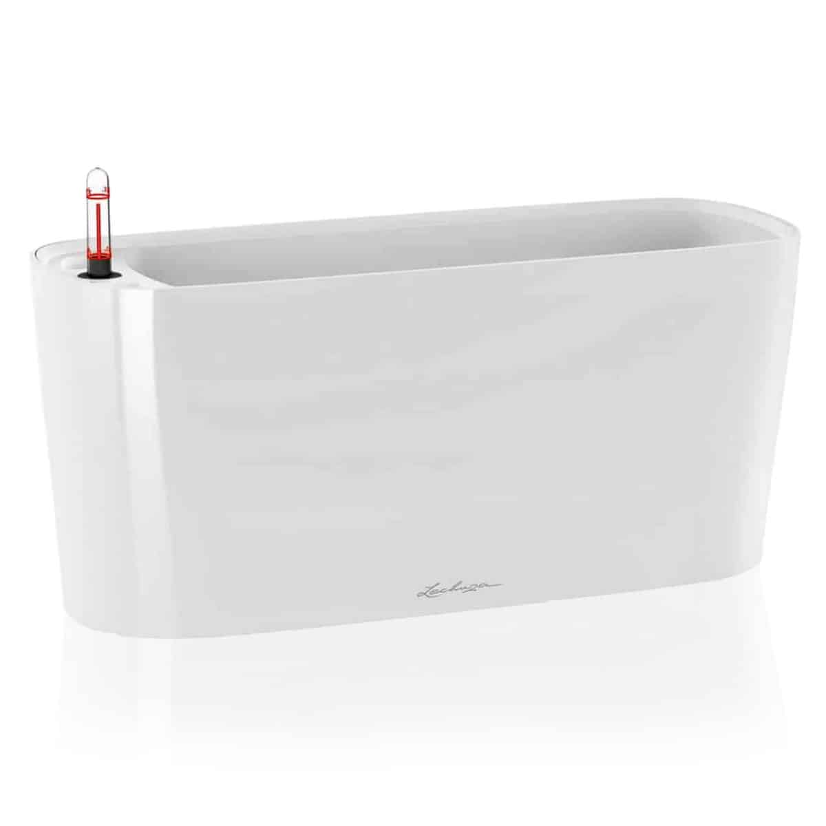 DELTA 20 Cream White High Gloss, Self-watering Planter Indoor, H7.1 L15.7 W5.9 in