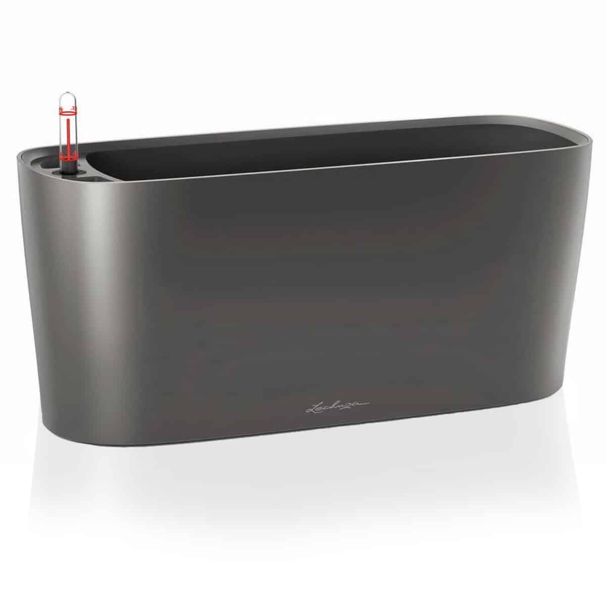DELTA 20 Charcoal Metallic, Self-watering Planter Indoor, H7.1 L15.7 W5.9 in