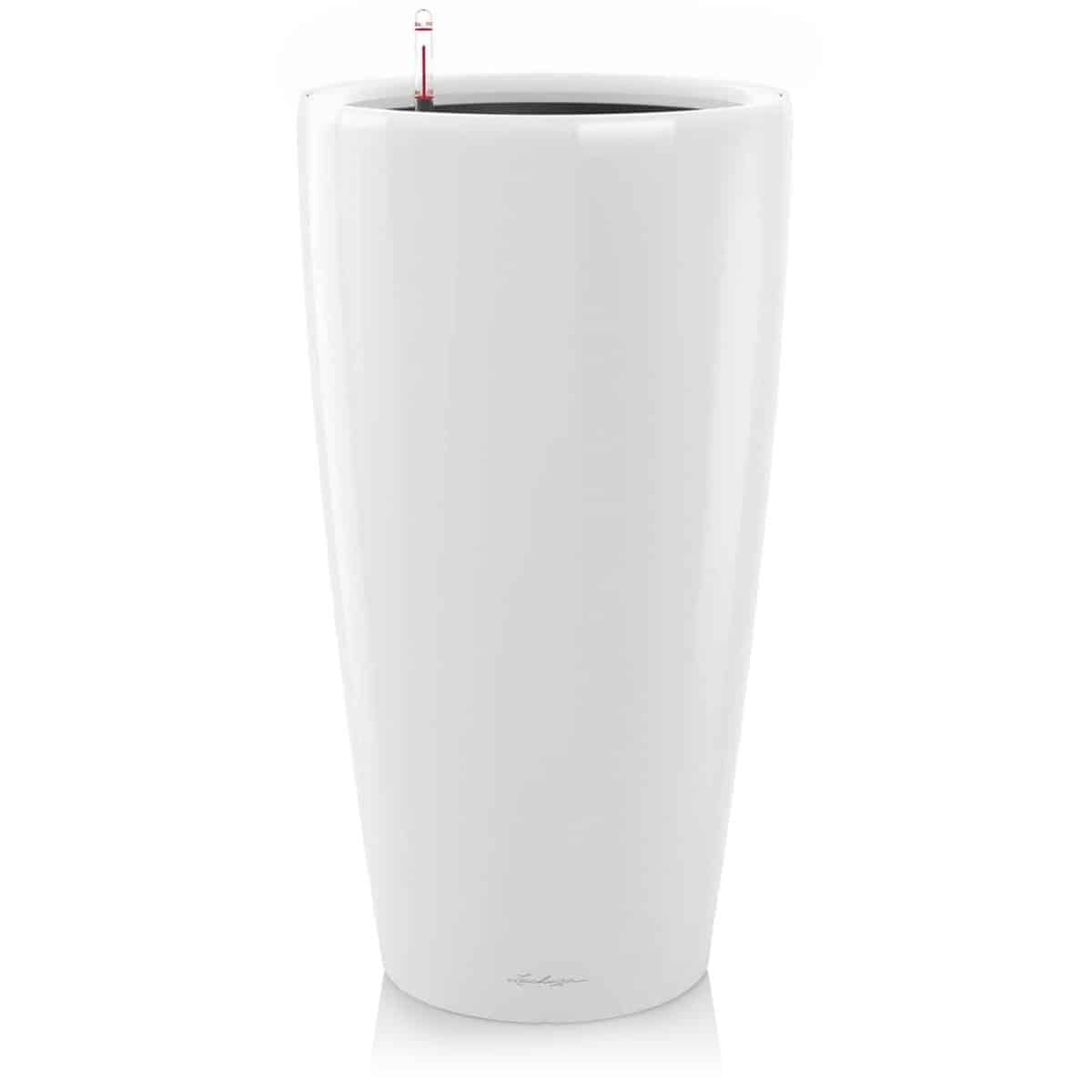 RONDO 32 Cream White High Gloss, Self-Watering Tall Planter, D12.6 H22 in