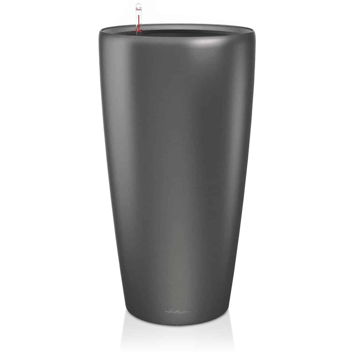 RONDO 32 Charcoal Metallic, Self-Watering Tall Planter, D12.6 H22 in
