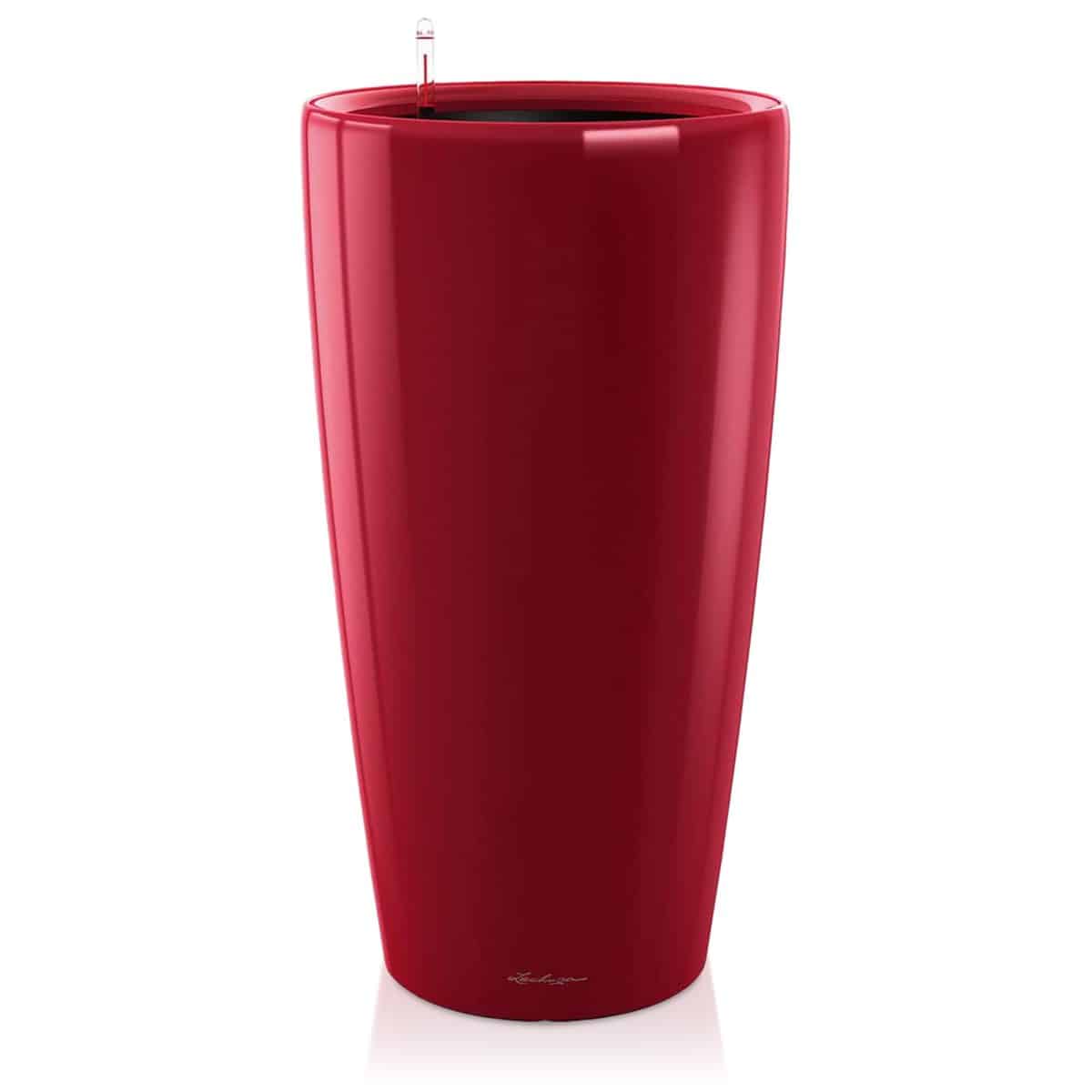 RONDO 32 Scarlet Red High Gloss, Self-Watering Tall Planter, D12.6 H22 in