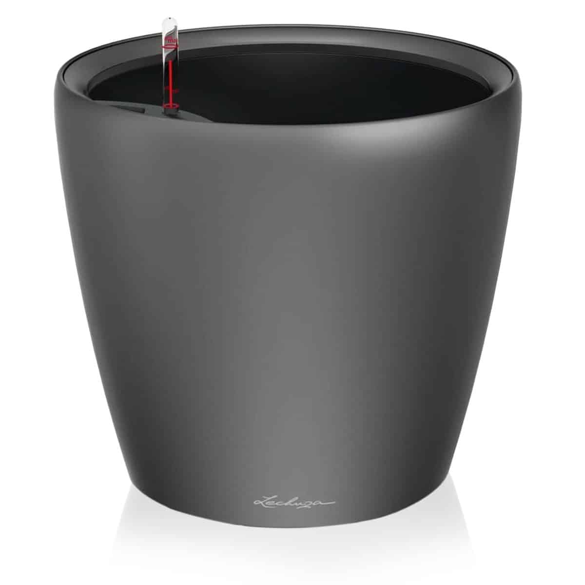 CLASSICO LS 35 Charcoal Metallic, Self-Watering Round Planter, D13.8 H13 in