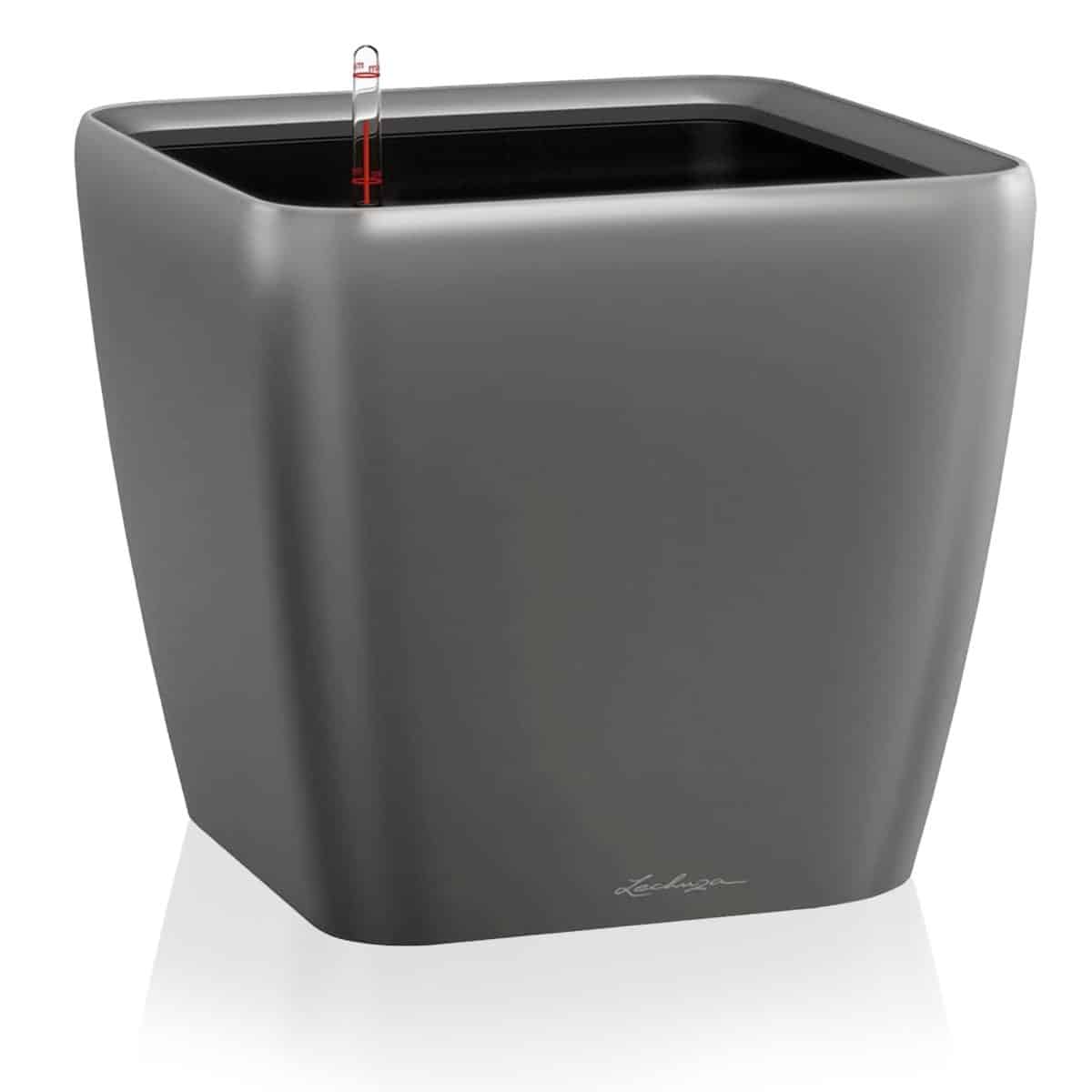 QUADRO LS 21 Charcoal Metallic, Self-Watering Square Planter, H7.9 L8.3 W8.3 in