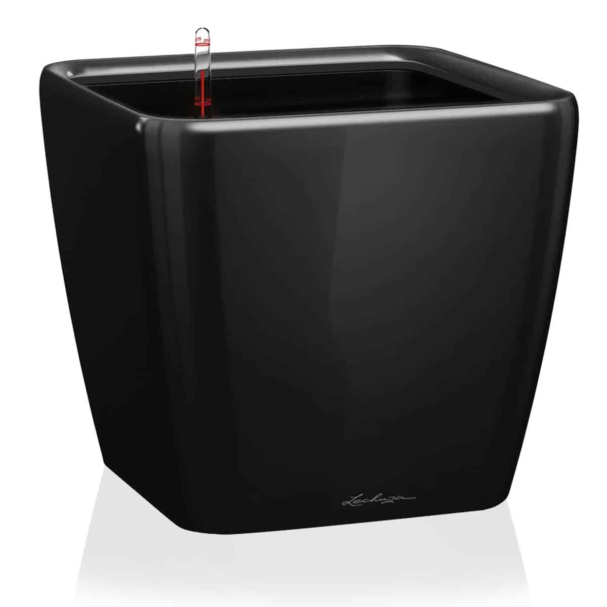 QUADRO LS 43 Black High Gloss, Self-Watering Square Planter, H15.4 L16.9 W16.9 in