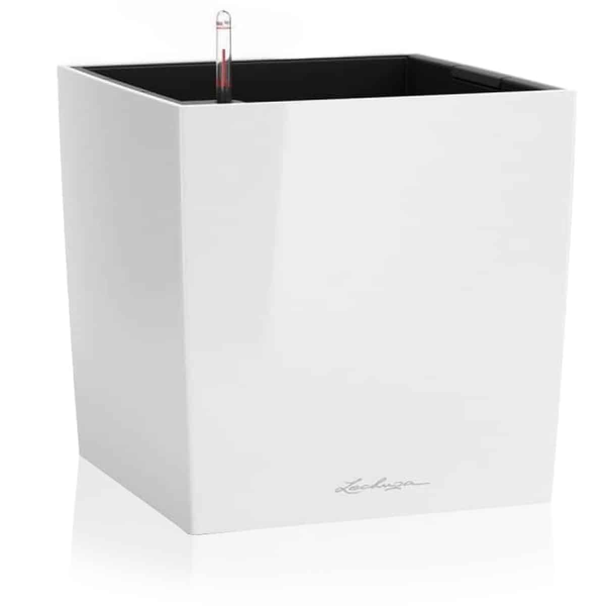 CUBE 40 Premium Cream White High Gloss, Self-watering Square Planter, H15.7 L15.7 W15.7 in