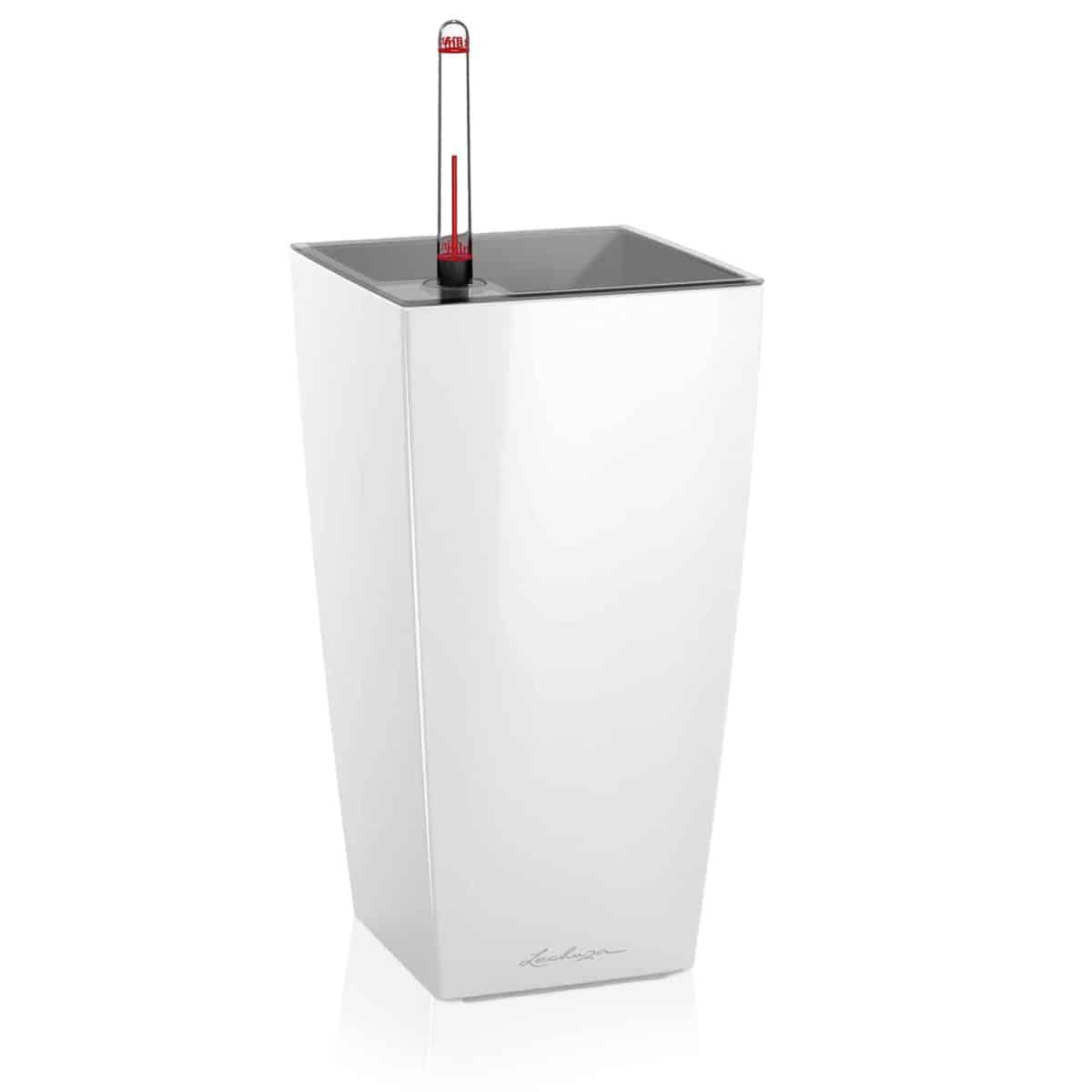 MAXI-CUBI Cream White High Gloss, Self-watering Small Indoor Planter, H10.2 L5.5 W5.5 in