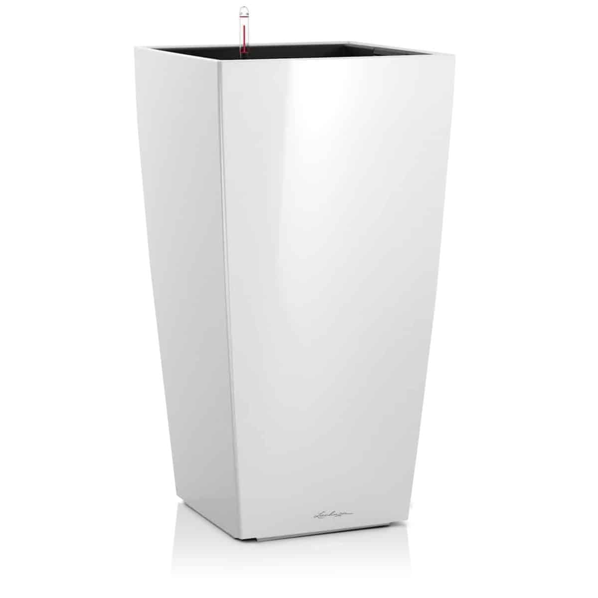 CUBICO 30 Cream White High Gloss, Self-Watering Tall Planter, H22 L11.8 W11.8 in
