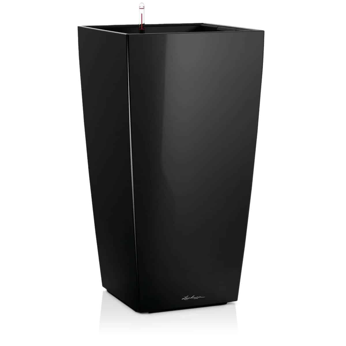 CUBICO 30 Black High Gloss, Self-Watering Tall Planter, H22 L11.8 W11.8 in
