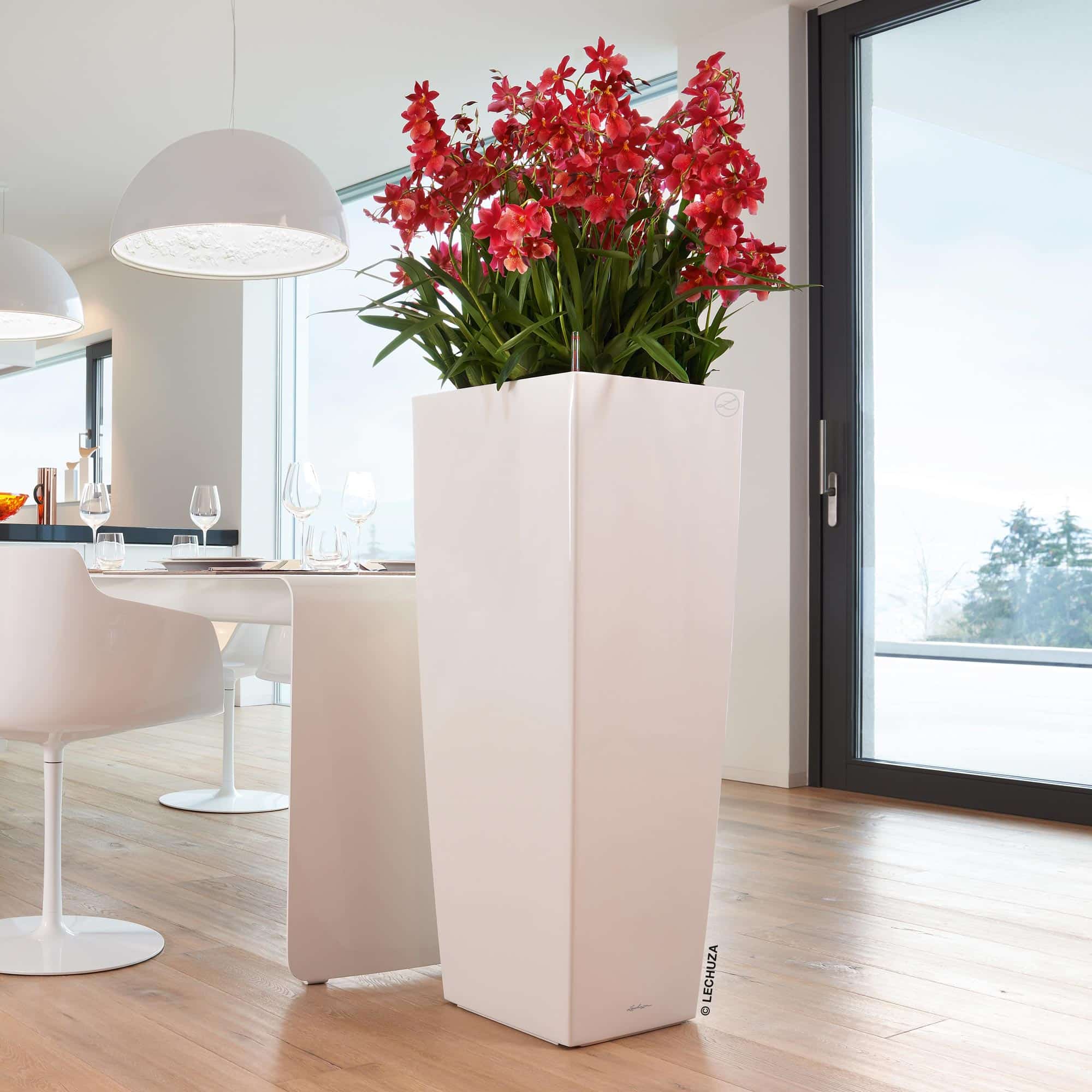 Buy CUBICO Alto Cream White High Gloss, Self-Watering Large Tall