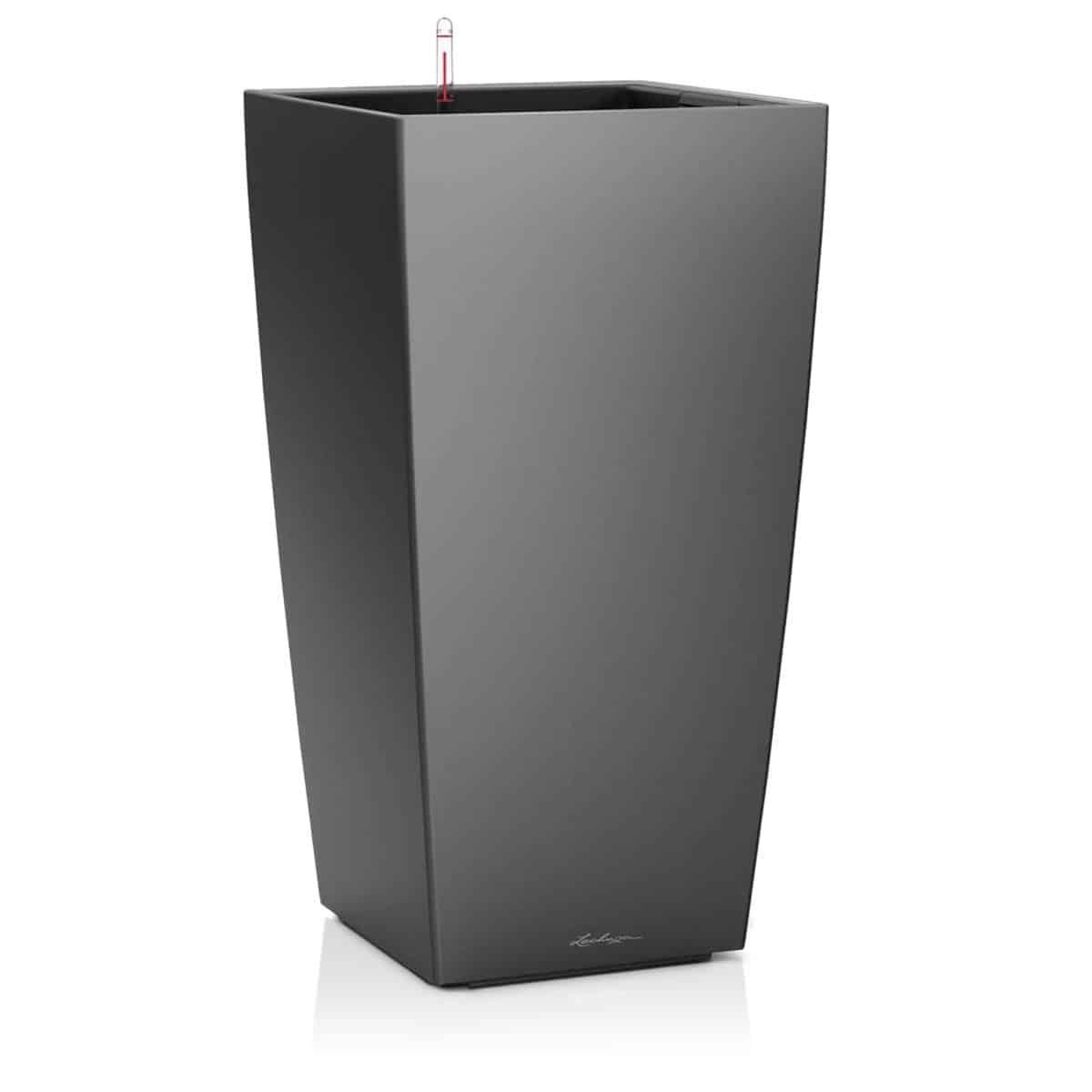 CUBICO 30 Charcoal Metallic, Self-Watering Tall Planter, H22 L11.8 W11.8 in