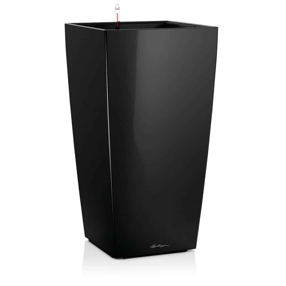 CUBICO 22 Black High Gloss, Self-Watering Tall Planter, H16.1 L8.7 W8.7 in