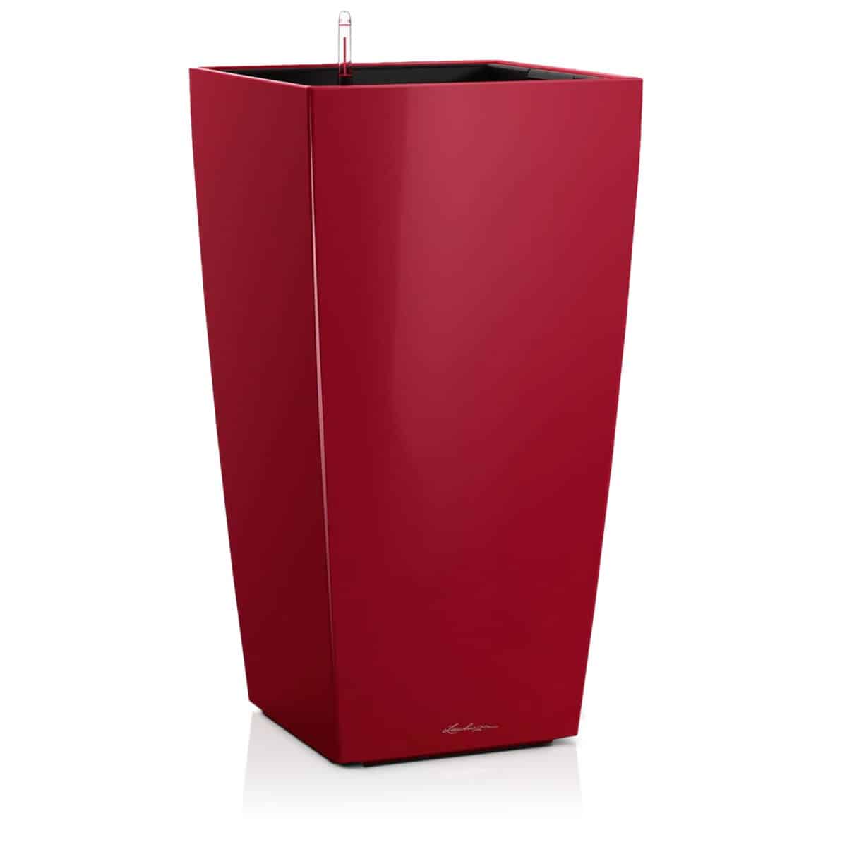 CUBICO 22 Scarlet Red High Gloss, Self-Watering Tall Planter, H16.1 L8.7 W8.7 in