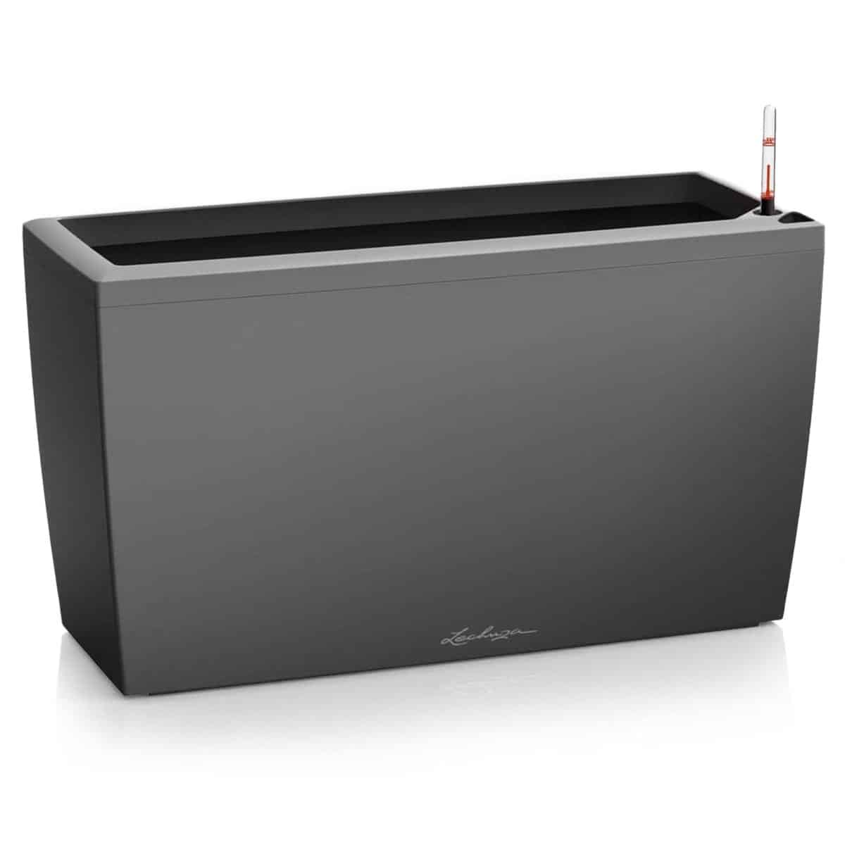 CARARO Charcoal Metallic, Self-Watering Trough Planter, H16.9 L29.5 W11.8 in