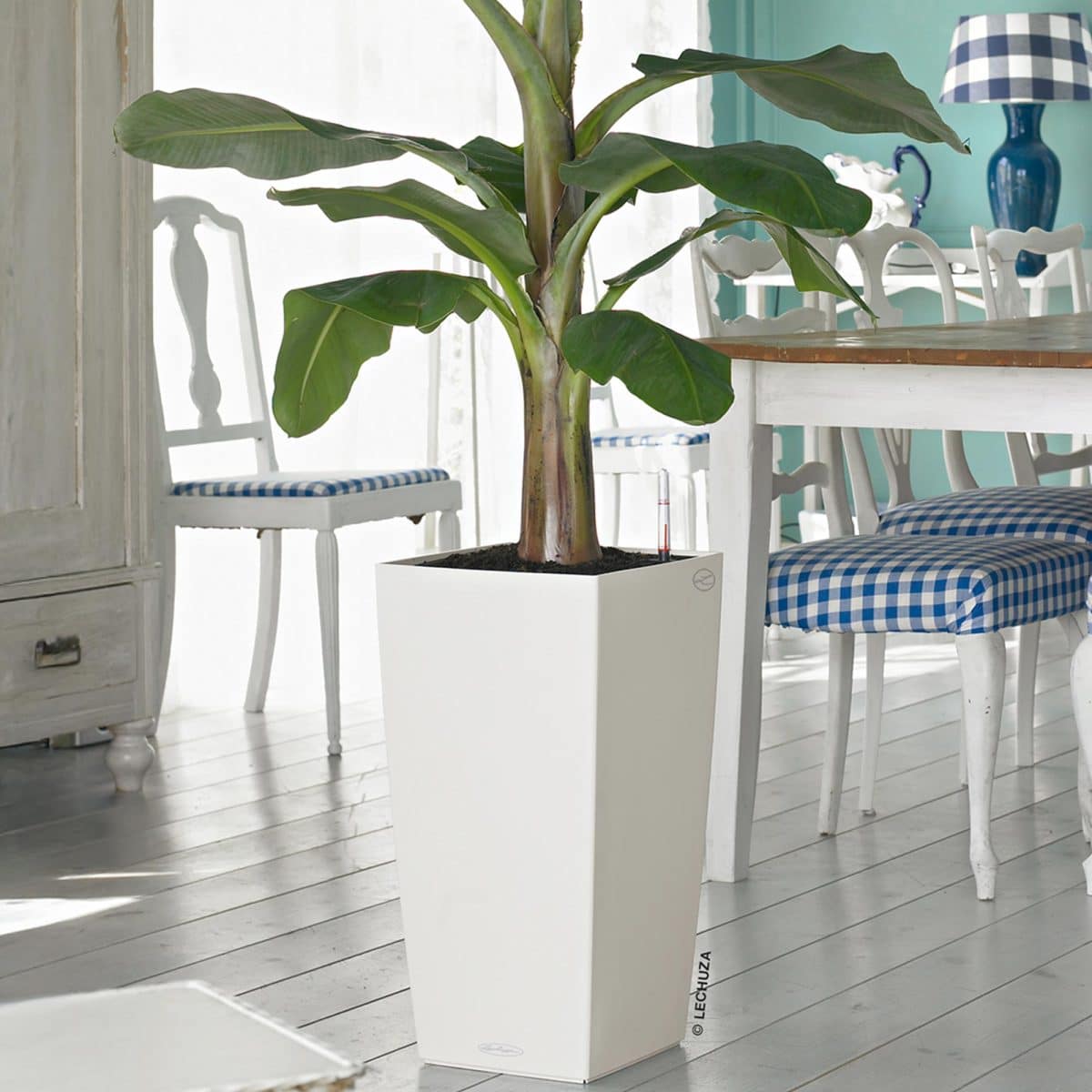 CUBICO Color 30 White, Self-Watering Tall Planter, H22 L11.8 W11.8 in