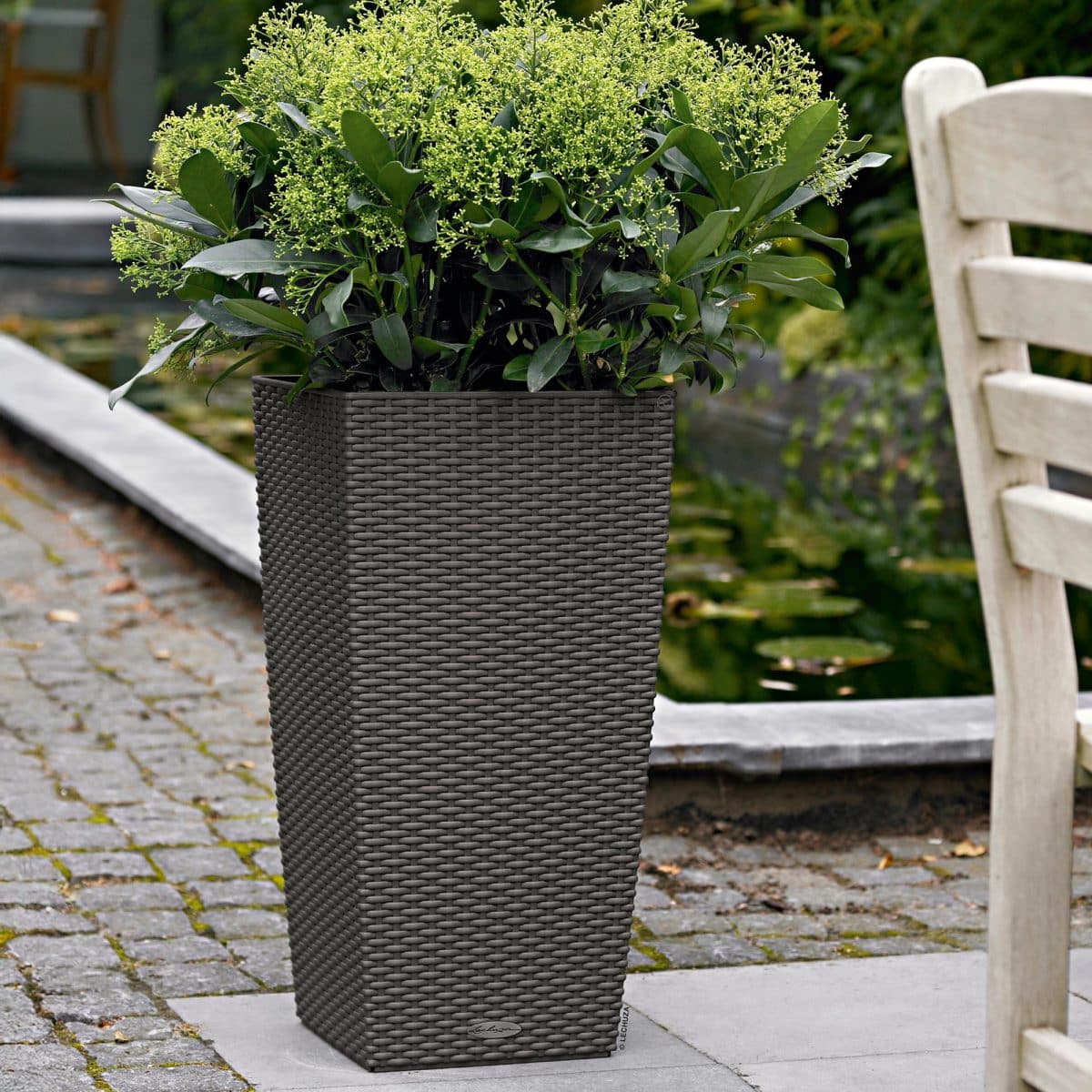 CUBICO Cottage 30 Granite, Self-Watering Tall Planter, H22 L11.8 W11.8 in
