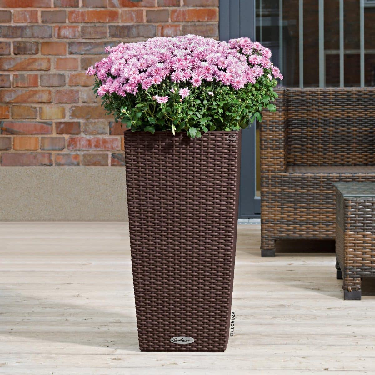 CUBICO Cottage 40 Mocha, Self-Watering Tall Planter, H29.5 L15.7 W15.7 in