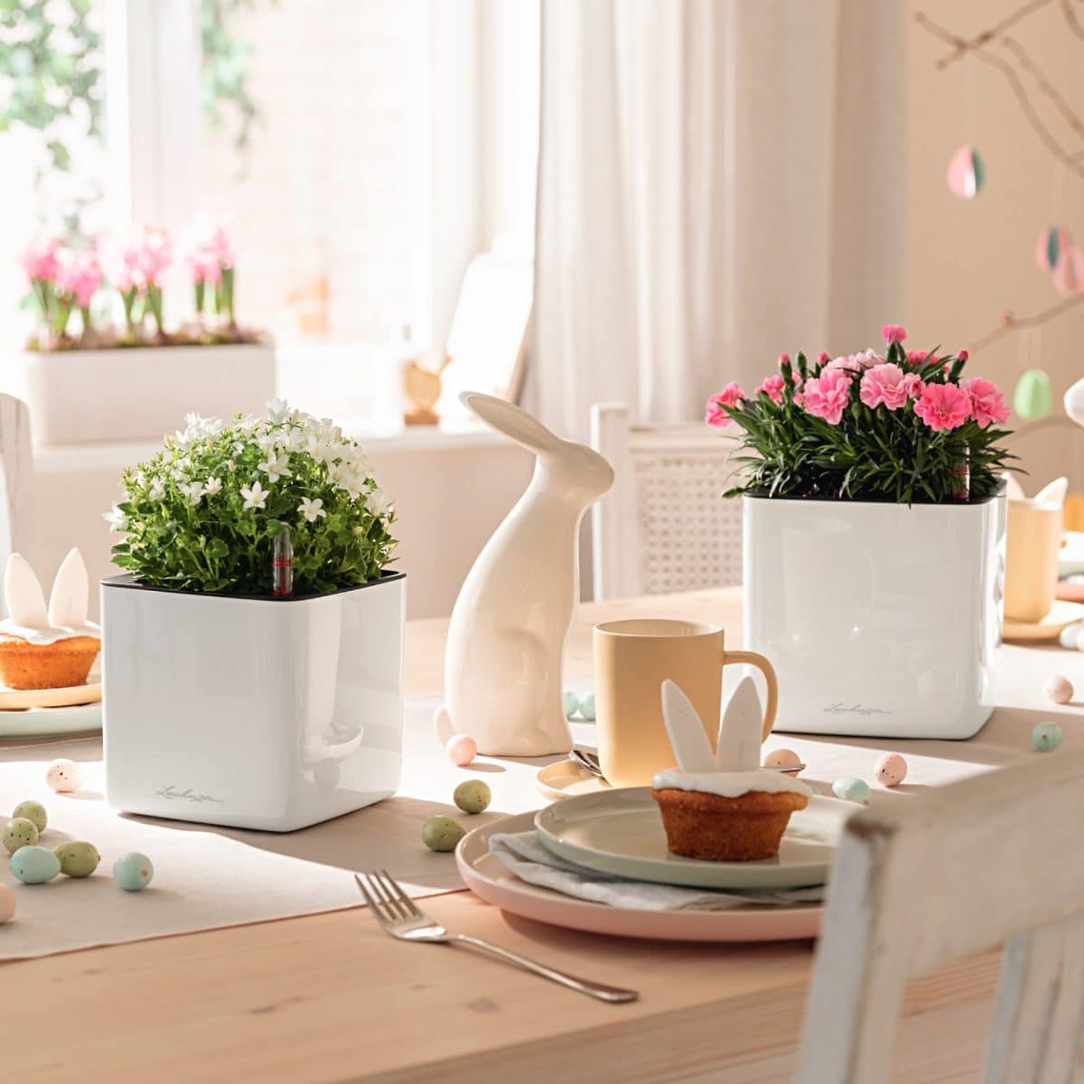CUBE Glossy 14 Cream White High Gloss, Self-Watering Indoor Small Plant Pot, H5.5 L5.5 W5.5 in - Image 14