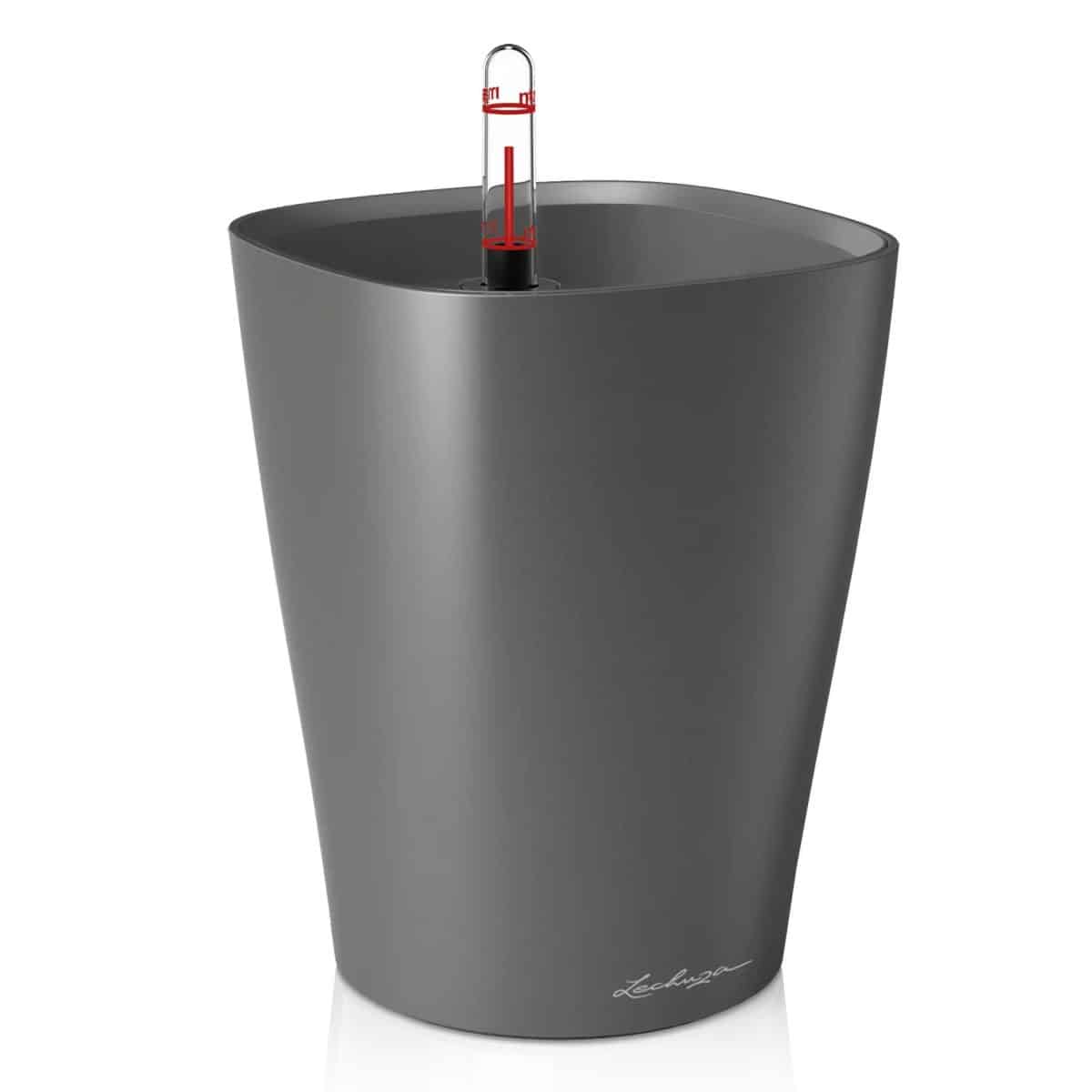 DELTINI Charcoal Metallic, Self-watering Small Indoor Planter, H7.5 L5.9 W5.9 in