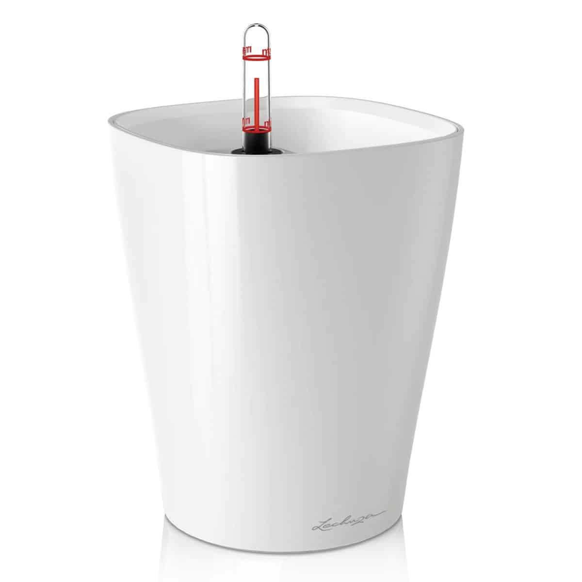 DELTINI Cream White High Gloss, Self-watering Small Indoor Planter, H7.5 L5.9 W5.9 in