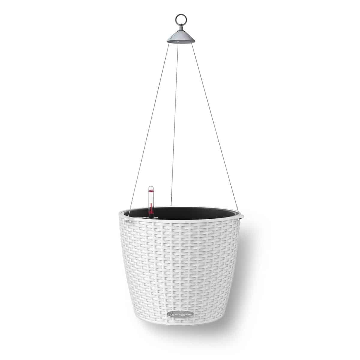NIDO Cottage 28 White, Self-Watering Hanging Planter, D10.6 H9.1 in