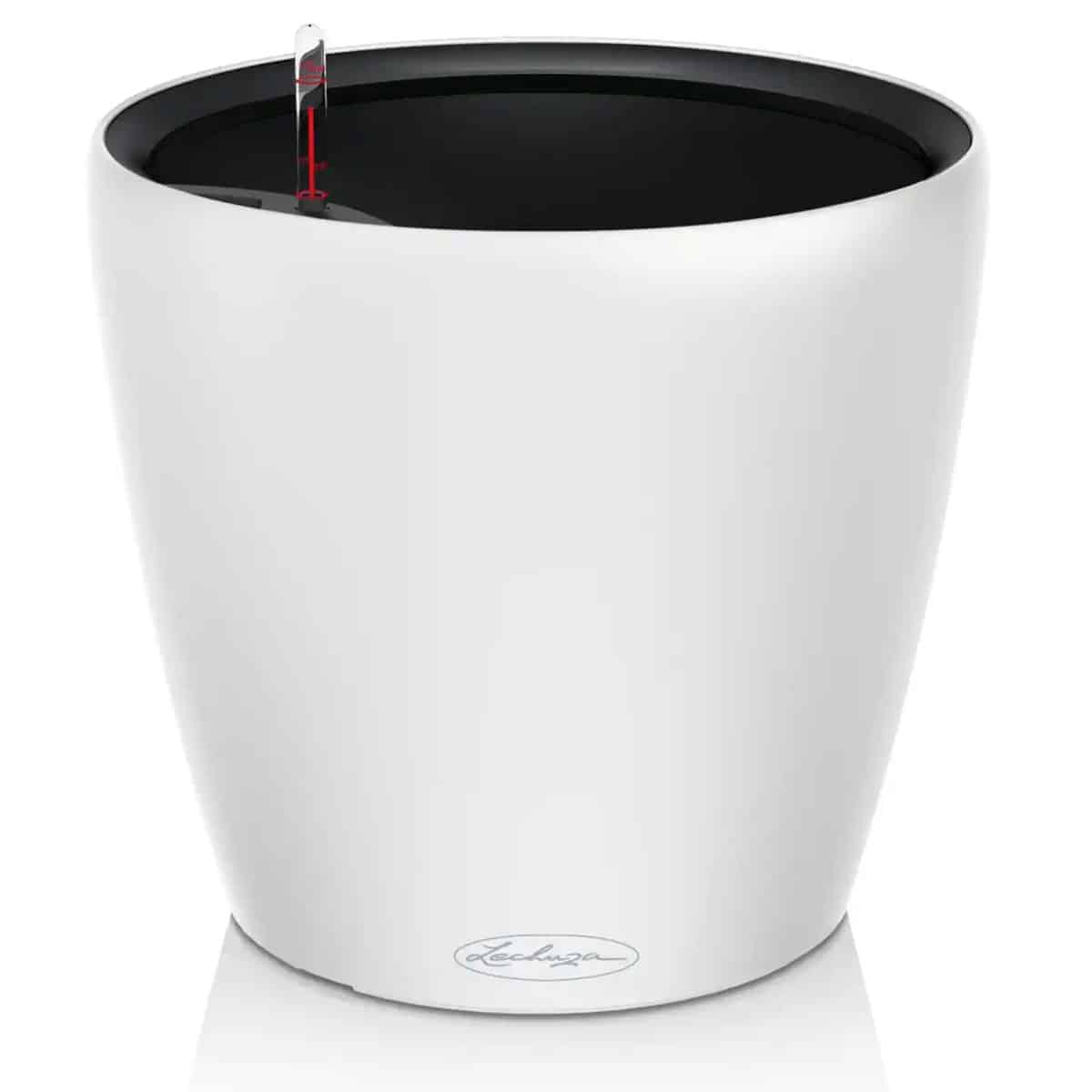 CLASSICO Color LS 21 White, Self-Watering Round Planter, D8.7 H7.9 in